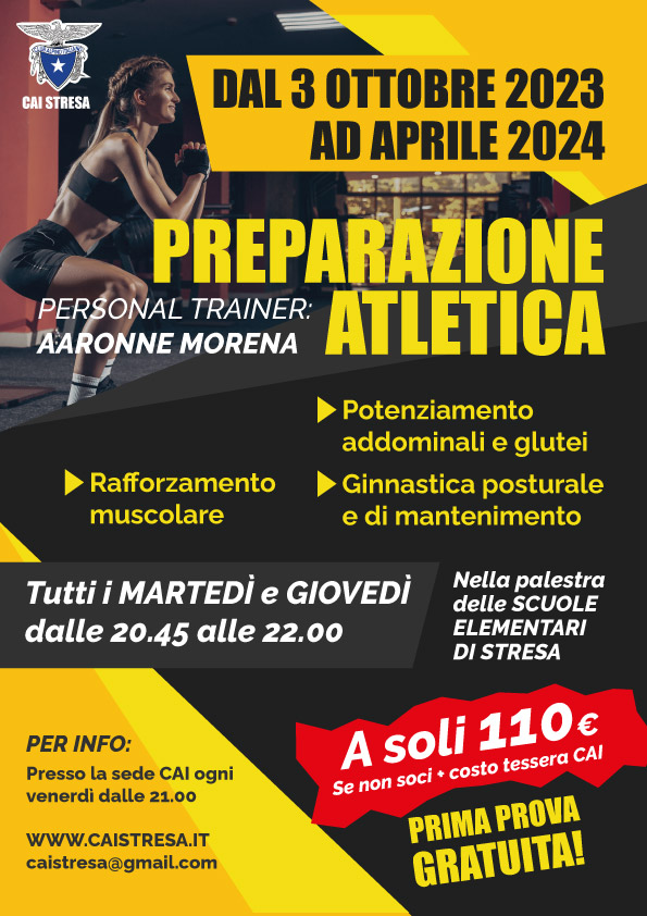 Preparazione atletica anno 2023/24 dal 3 ottobre ad aprile